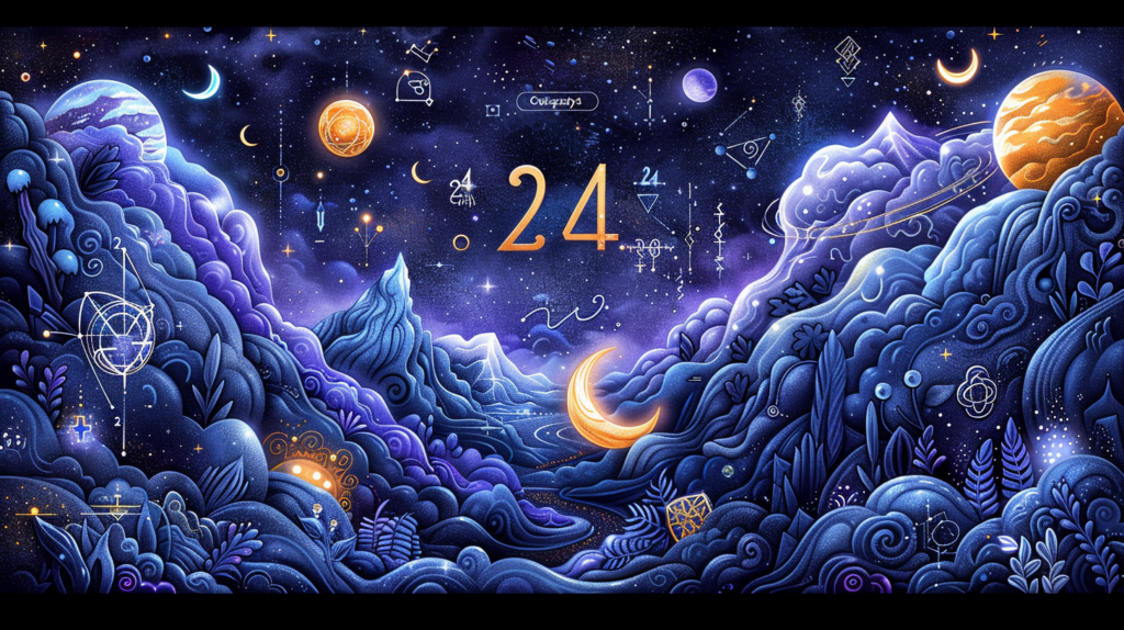 Flat design illustrating numerological meaning of 24