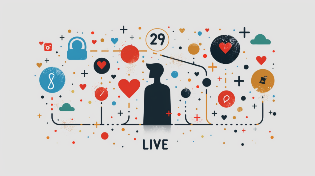 Flat design of Life Path 29 in relationships and career