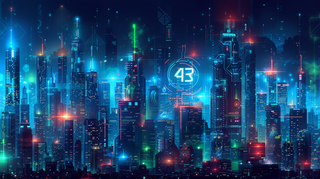 Flat design displaying futuristic cityscapes