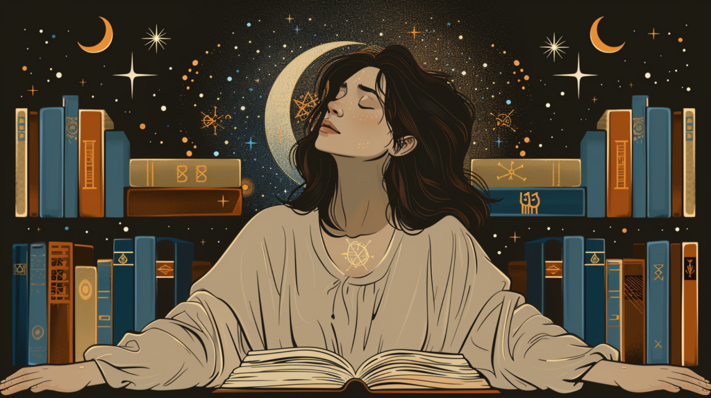 Flat design interpretation of a person deep in thought