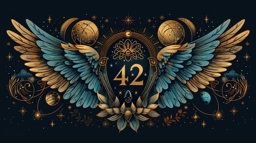 Flat design representing angel number 42