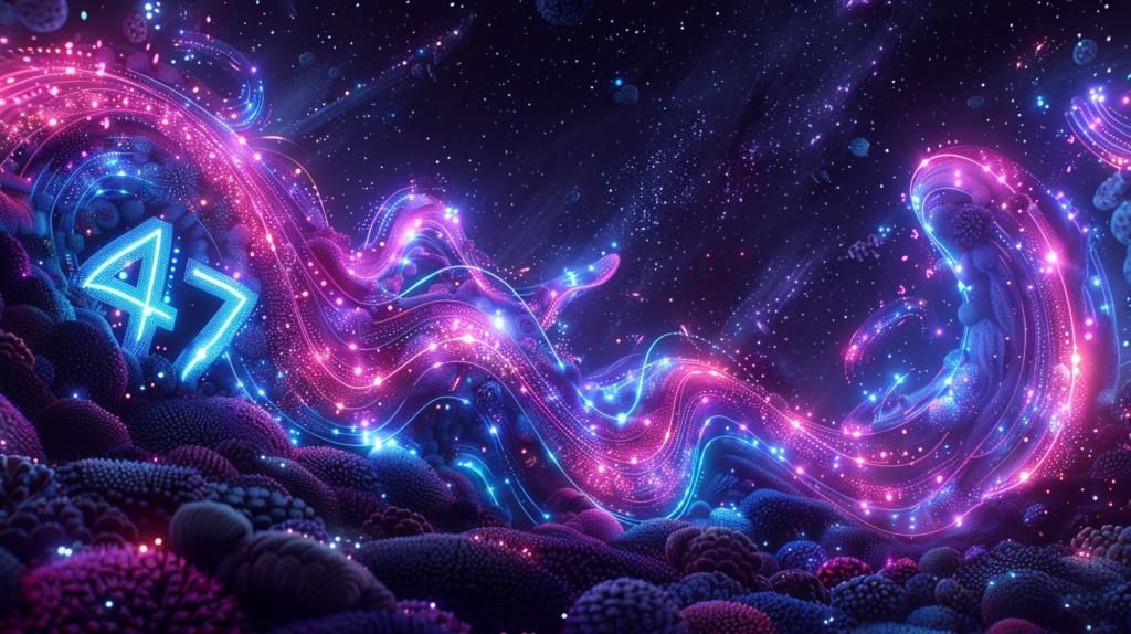 Flat design depicting the mystical visualization of number 47