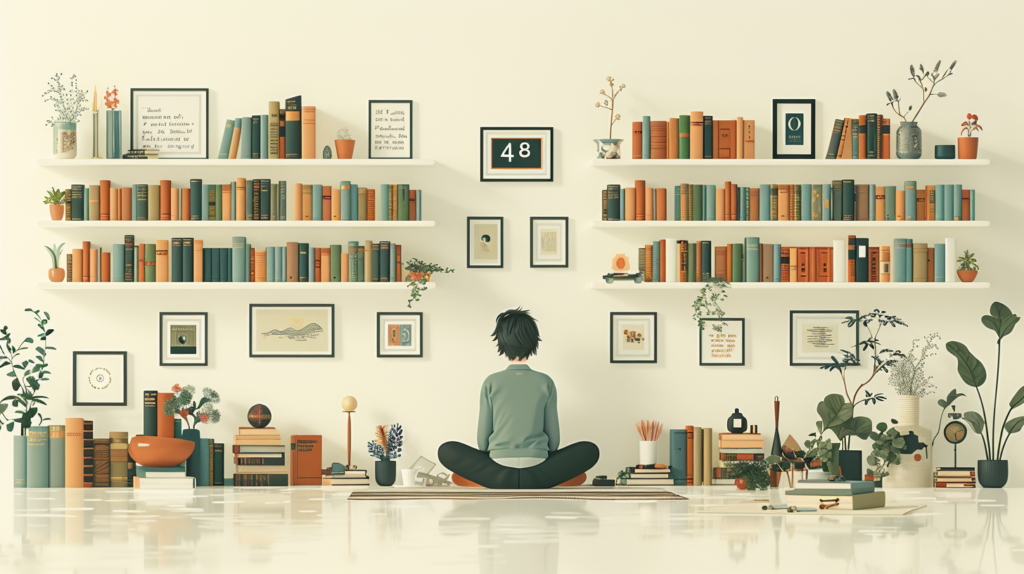 Flat design illustrating the life of a person with a 48 Life Path number