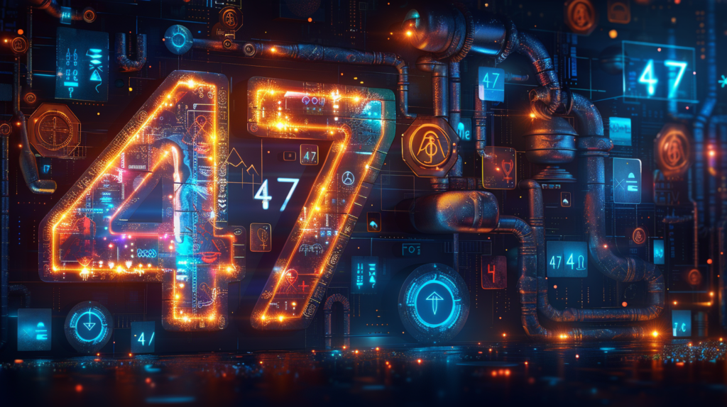 Flat design interpretation of the number 47's significance