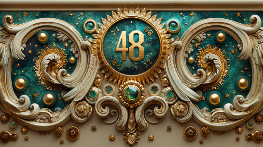 Flat design of a detailed numerology chart featuring number 48