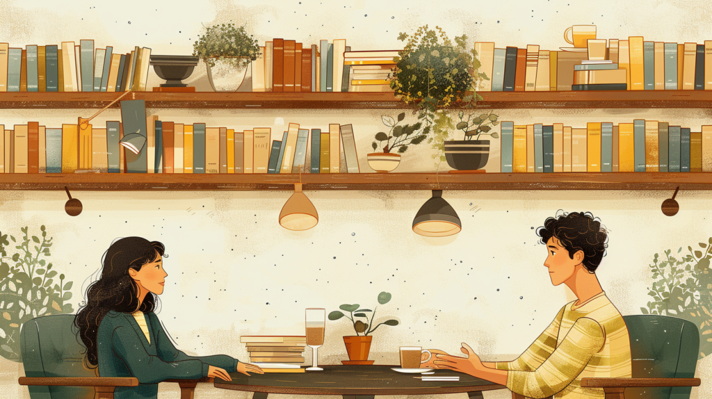 Flat design of an intimate conversation scene