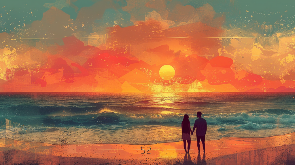 interpretation of romantic beach scene for number 52